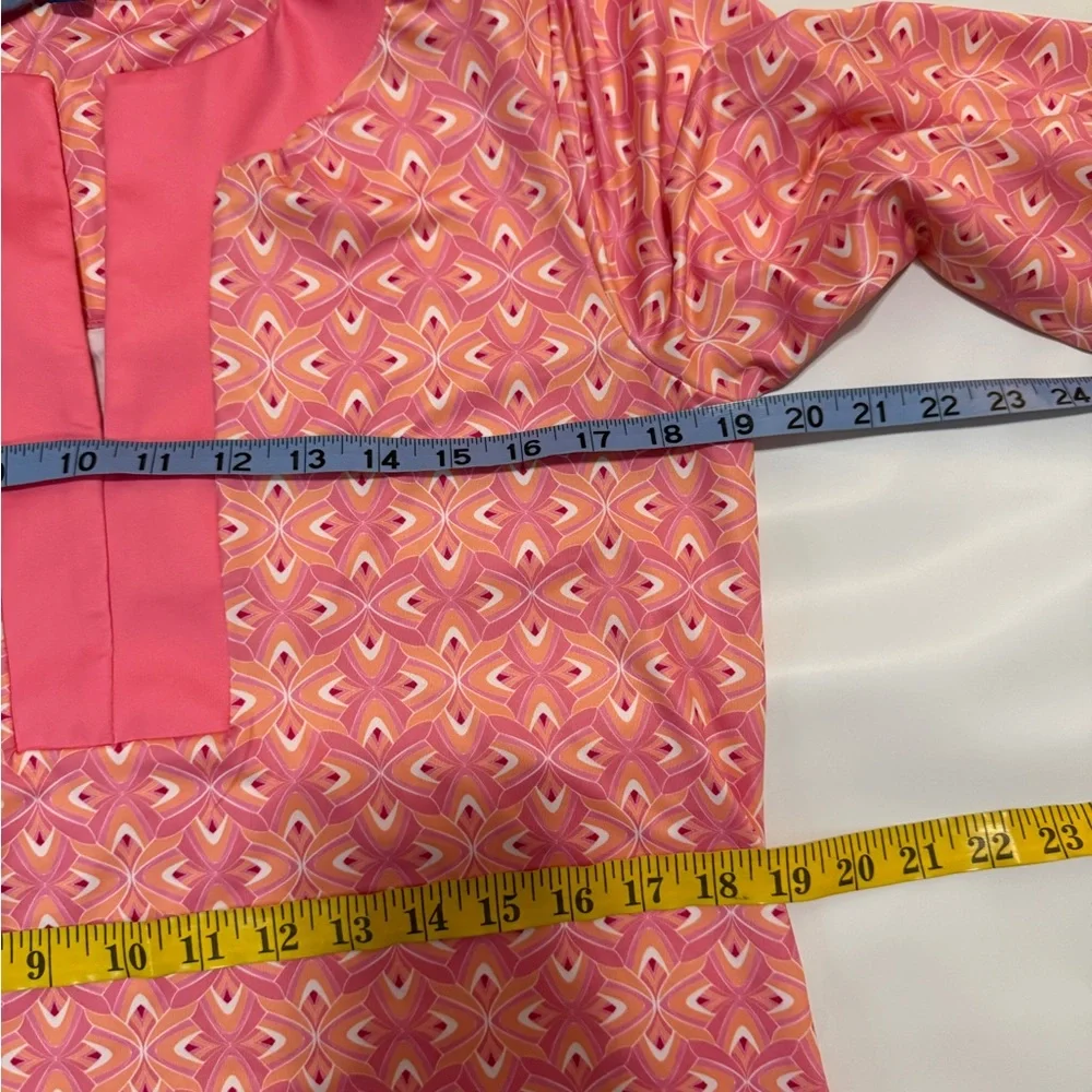 Cabana Life Pink Patterned Tunic Dress/swim coverup with Solid Trim size large - Picture 12 of 14